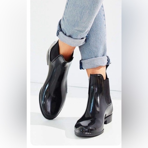 Shoes - Sam Edelman Black Rubber Rain Boots Chelsea Style Waterproof